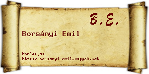 Borsányi Emil névjegykártya